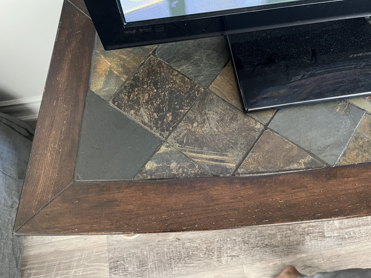 Solid wood and stone TV Stand with Storage - photo 2