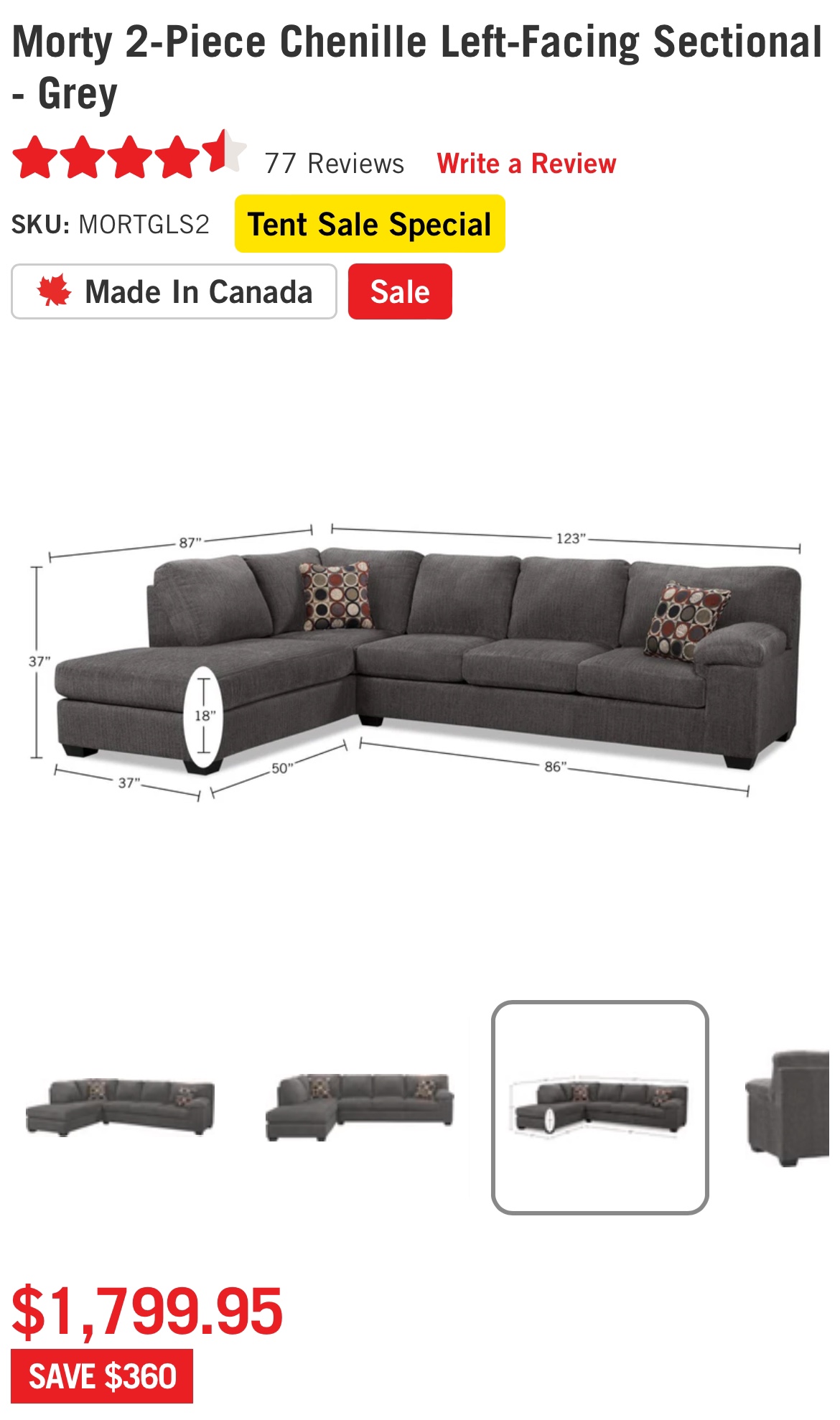 Morty 2-Piece Chenille Sectional from the Brick
