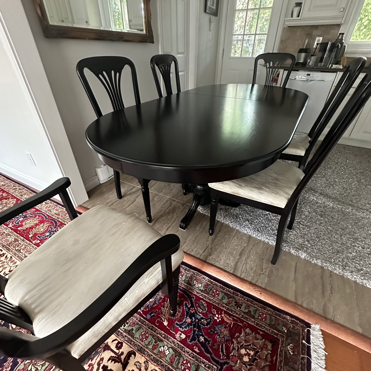 Dining table with six chairs