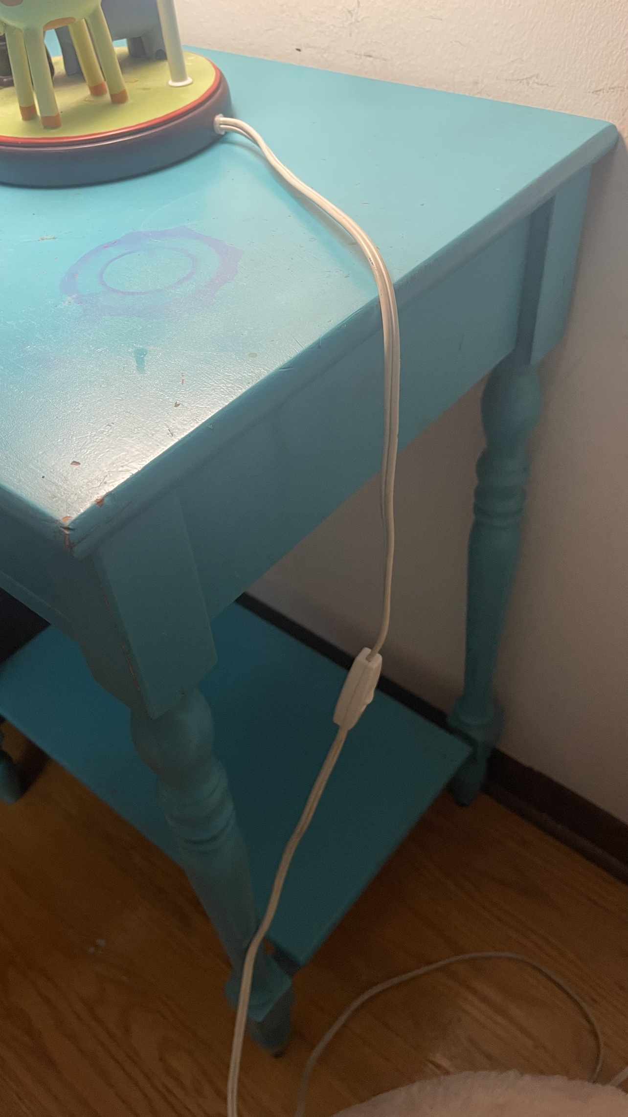 Teal End Table with Drawer Please check more pictures - photo 3