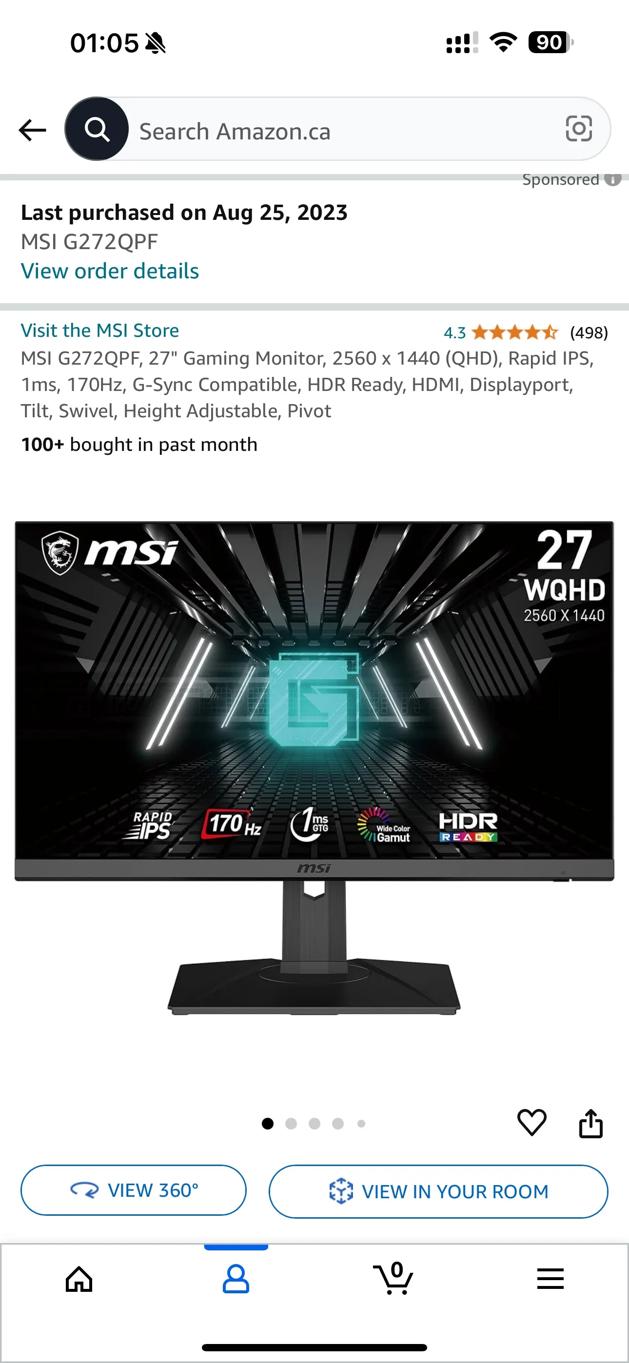 MSI G272QPF Gaming Monitor thumbnail
