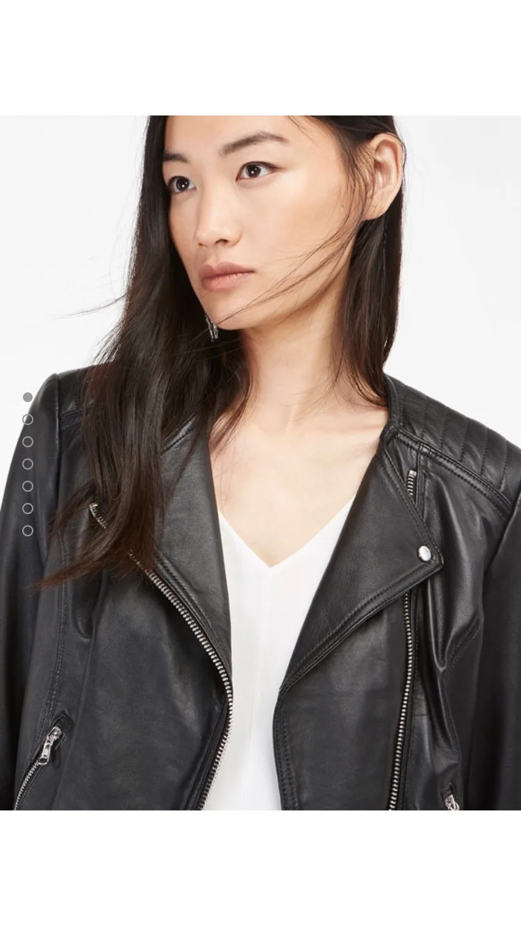 MASSIMO DUTTI Black Leather Jacket,small $120 image indicator(2)