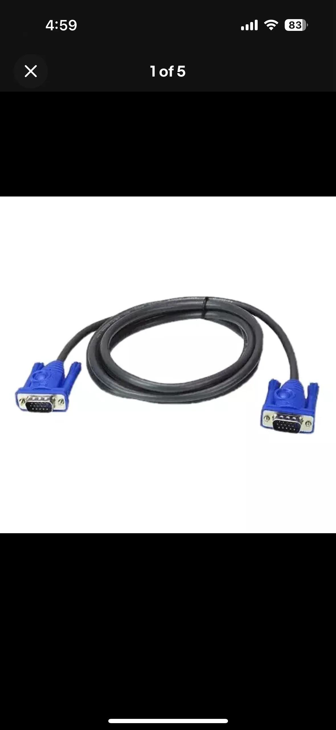VGA Cable 5’ 15PIN SVGA Monitor Male Cable CORD PC TV #freecycle thumbnail