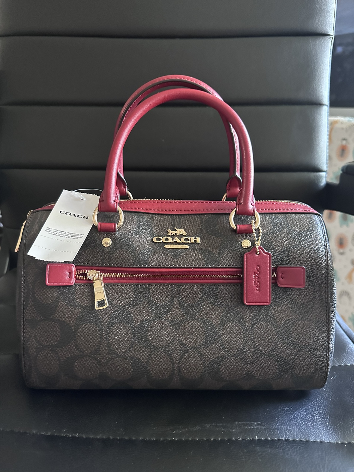 Coach Signature Brown and Red Mini Bag