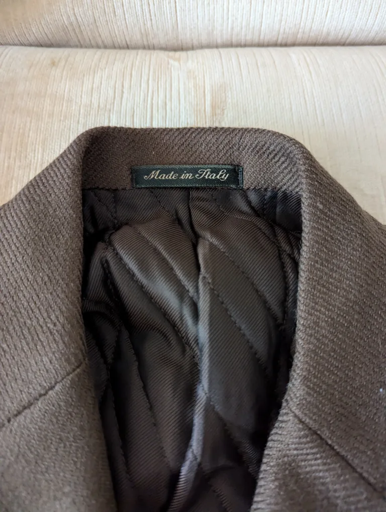 Men's brown wool overcoat image indicator(7)