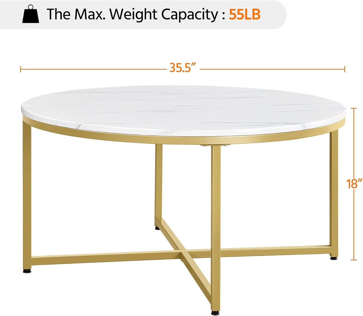 Yaheetech Faux Marble Coffee Table, 35.5in - photo 3