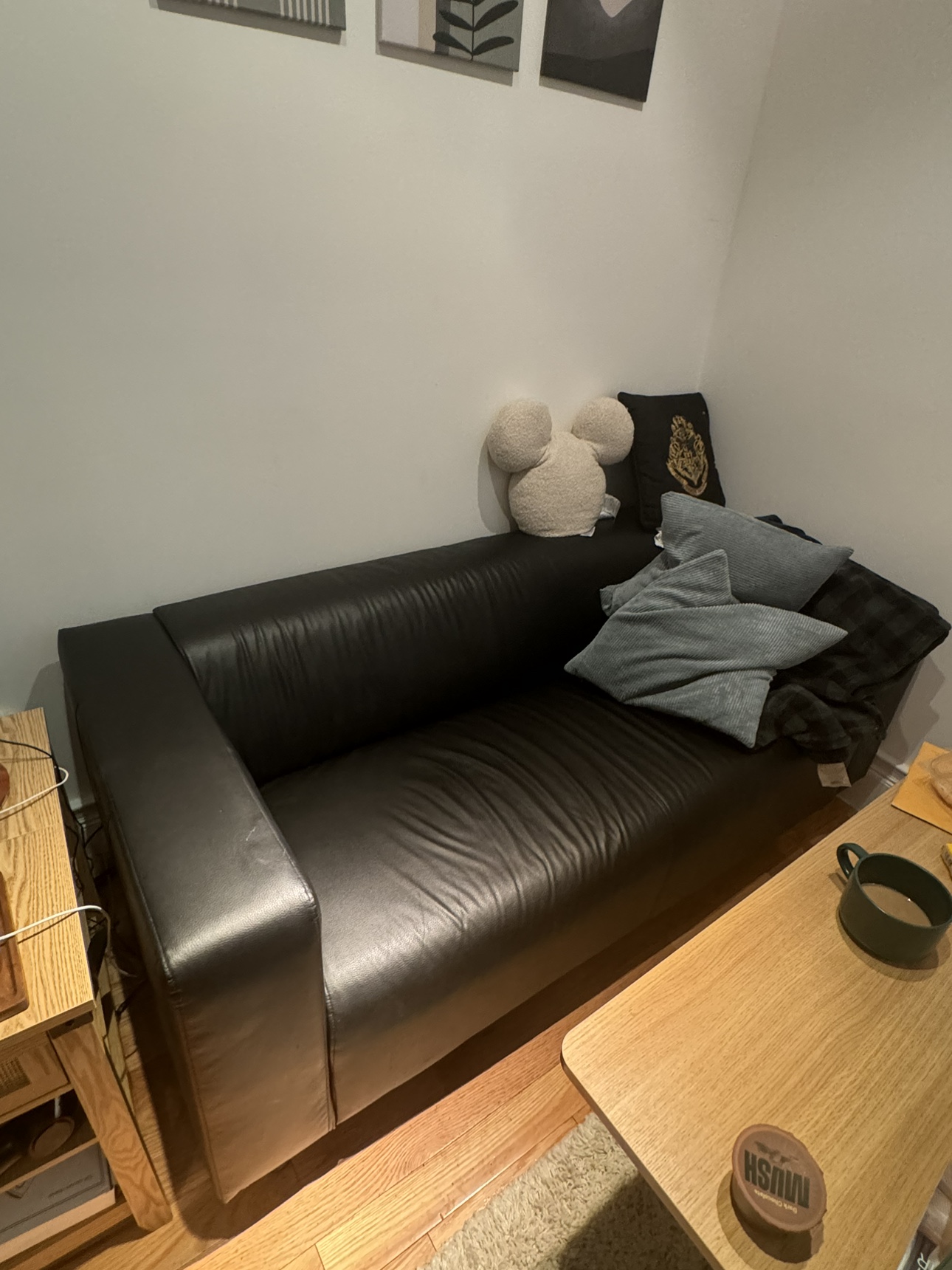IKEA leather couch black