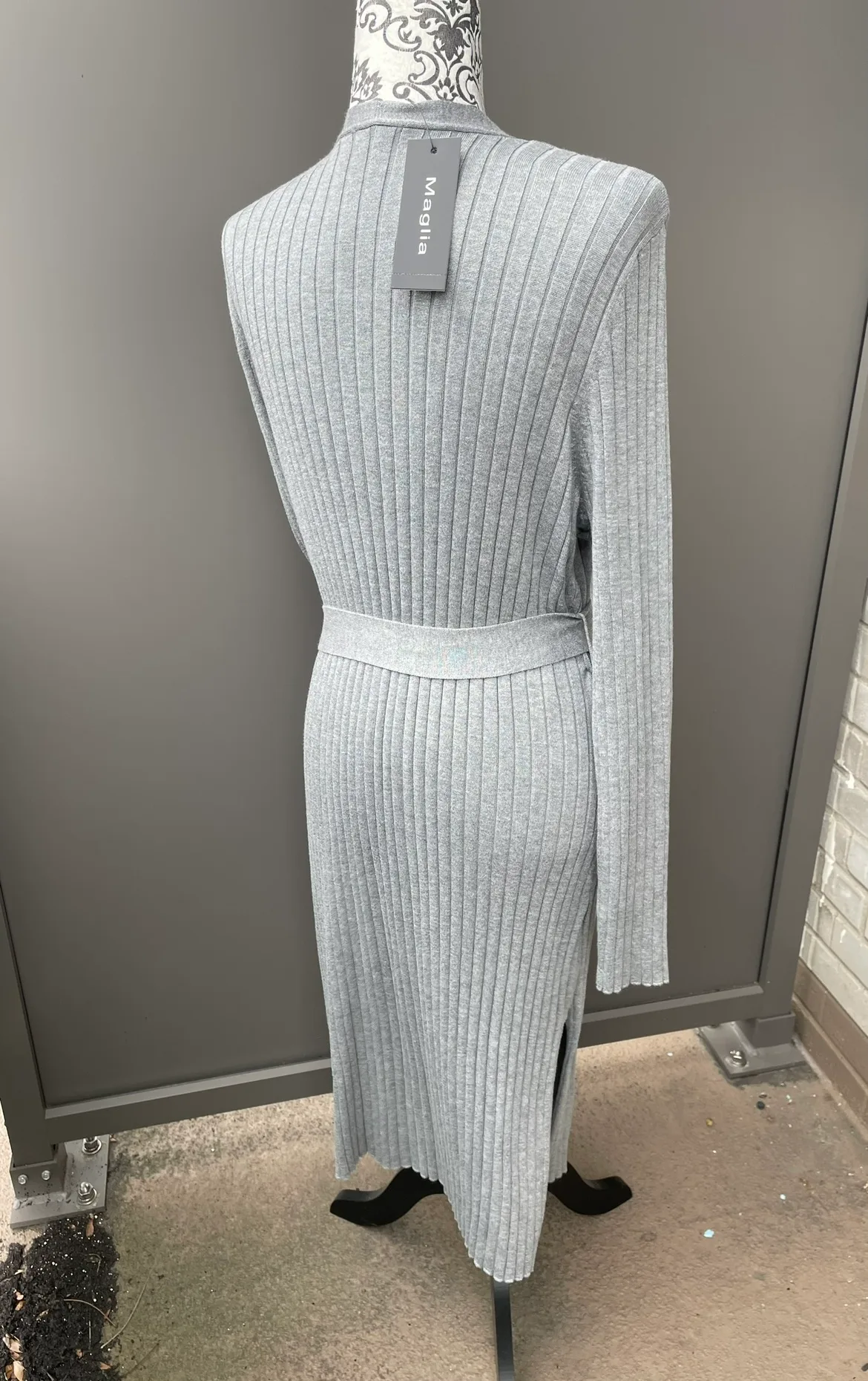 🇨🇦🍁Maglia Grey Ribbed Full Length Cardigan image indicator(2)
