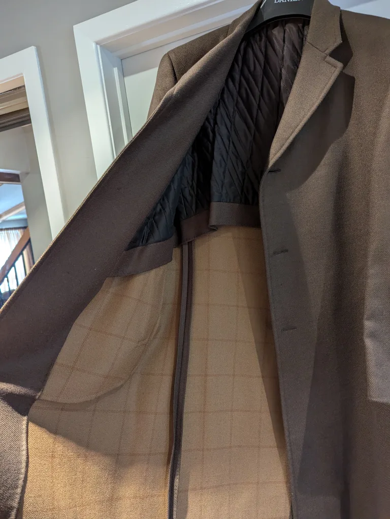 Men's brown wool overcoat image indicator(3)