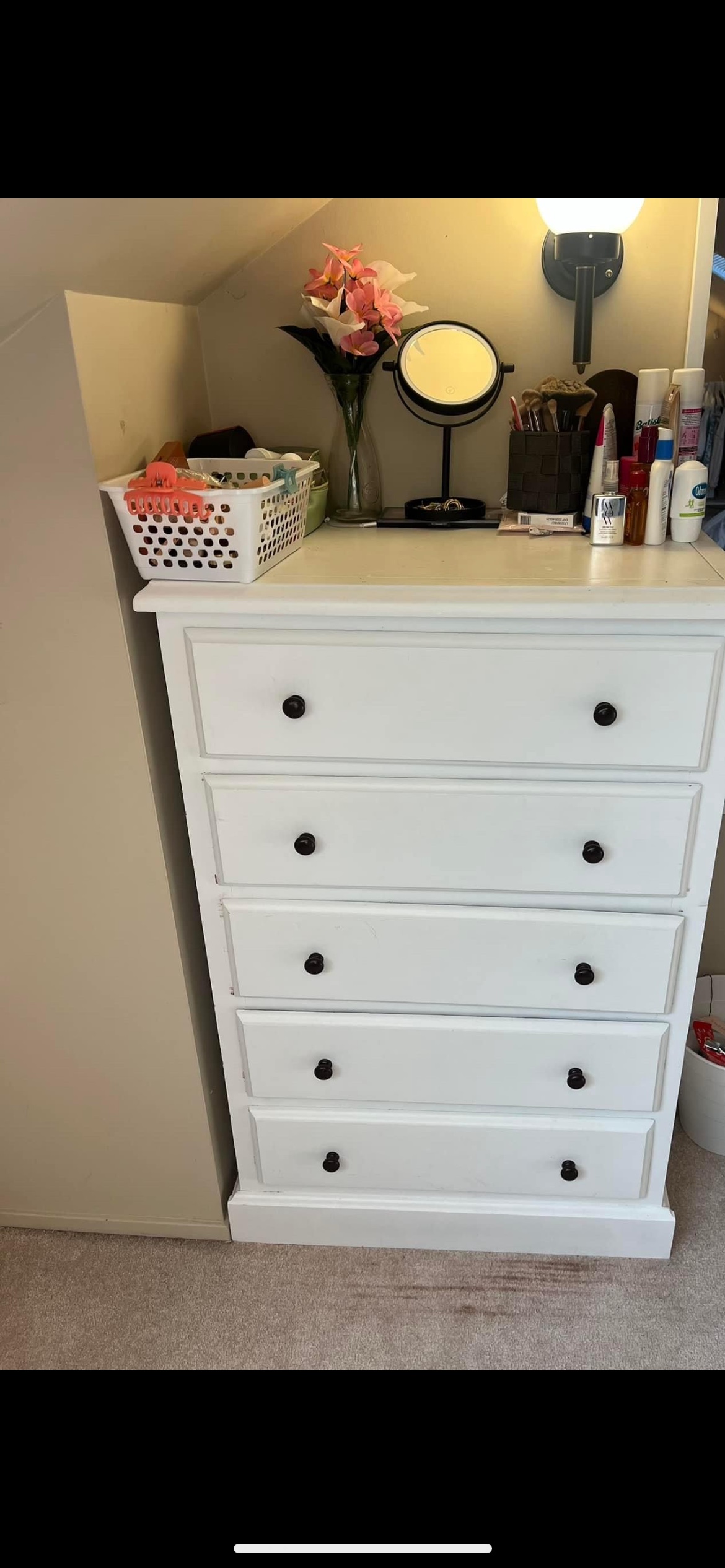 Five Drawer White Dresser