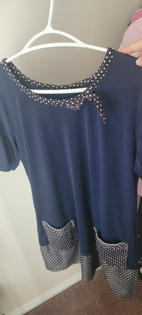 Navy Blue and White Polka Dot Dress