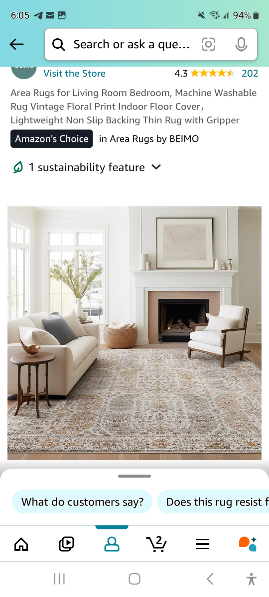 Brand new 3 x 5 Machine Washable Rug.
