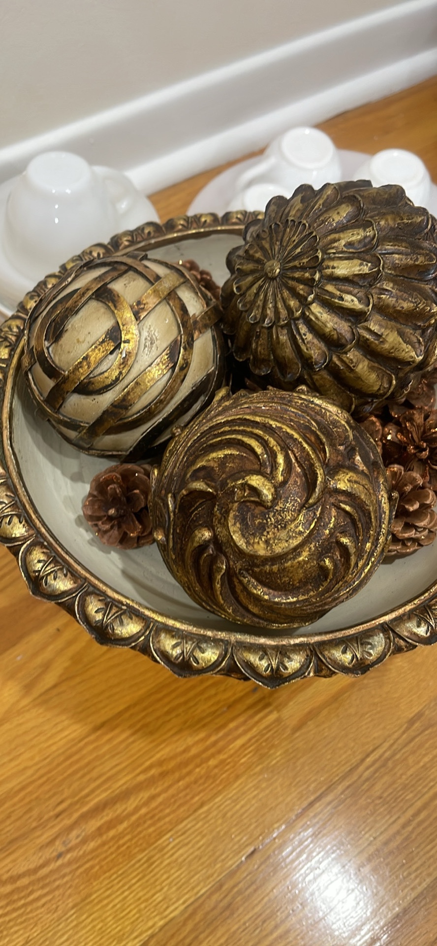 Ornate Decorative Bowl with Ornamental Balls