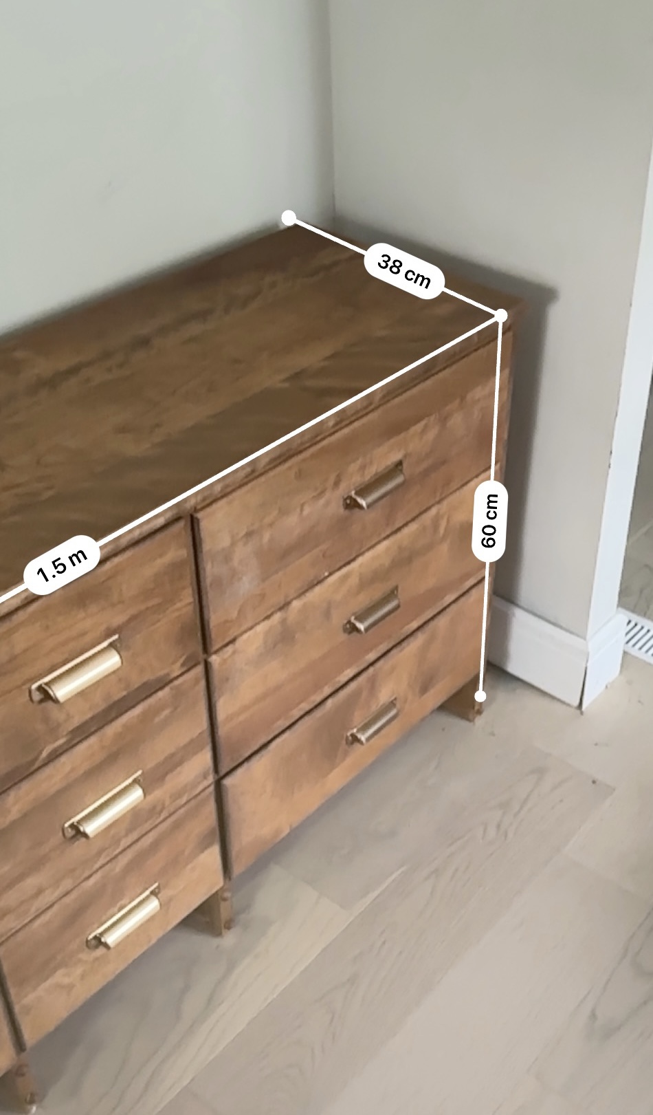 5 feet Solid wood 9 drawer dresser with copper colored pulls - photo 2