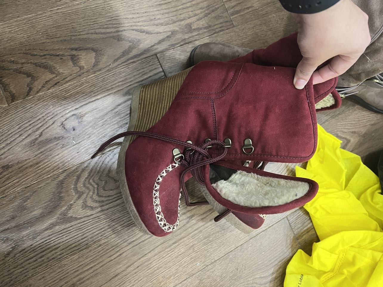 Red Wedge Boots