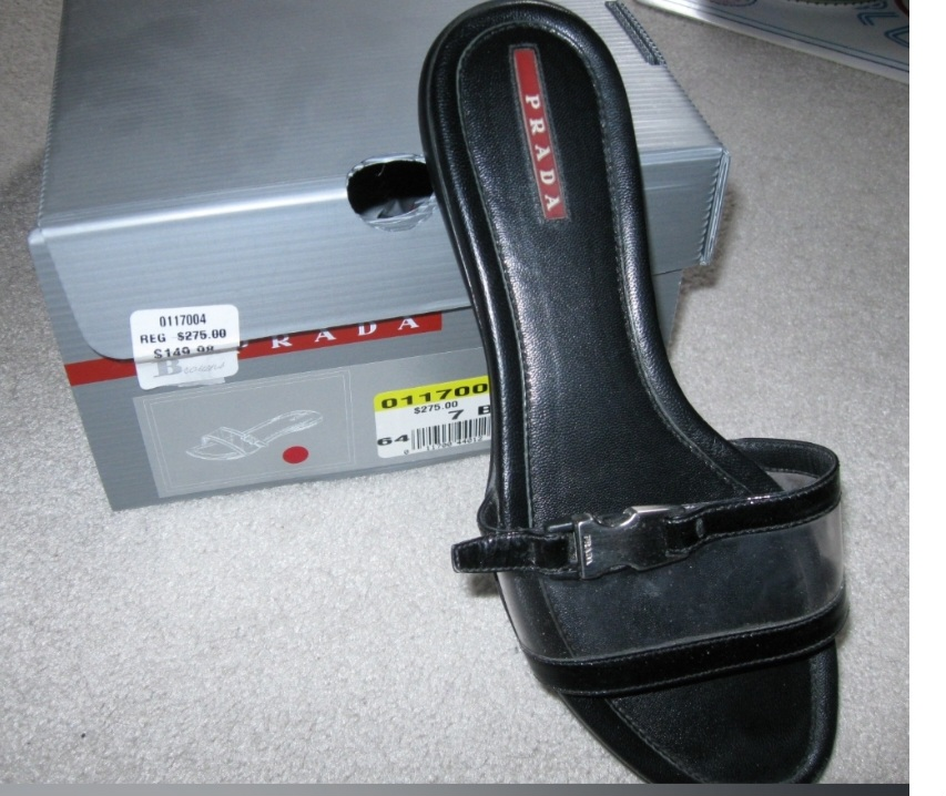 Prada Black Patent Leather Sandals