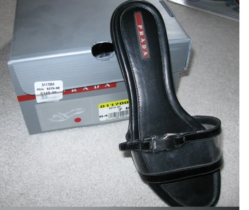 Prada Black Patent Leather Sandals thumbnail