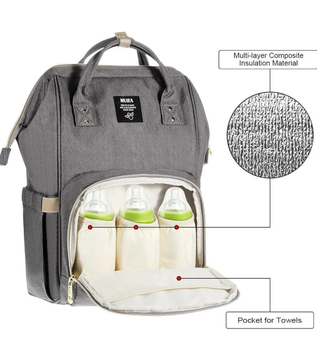 Grey Diaper Bag Backpack image indicator(8)