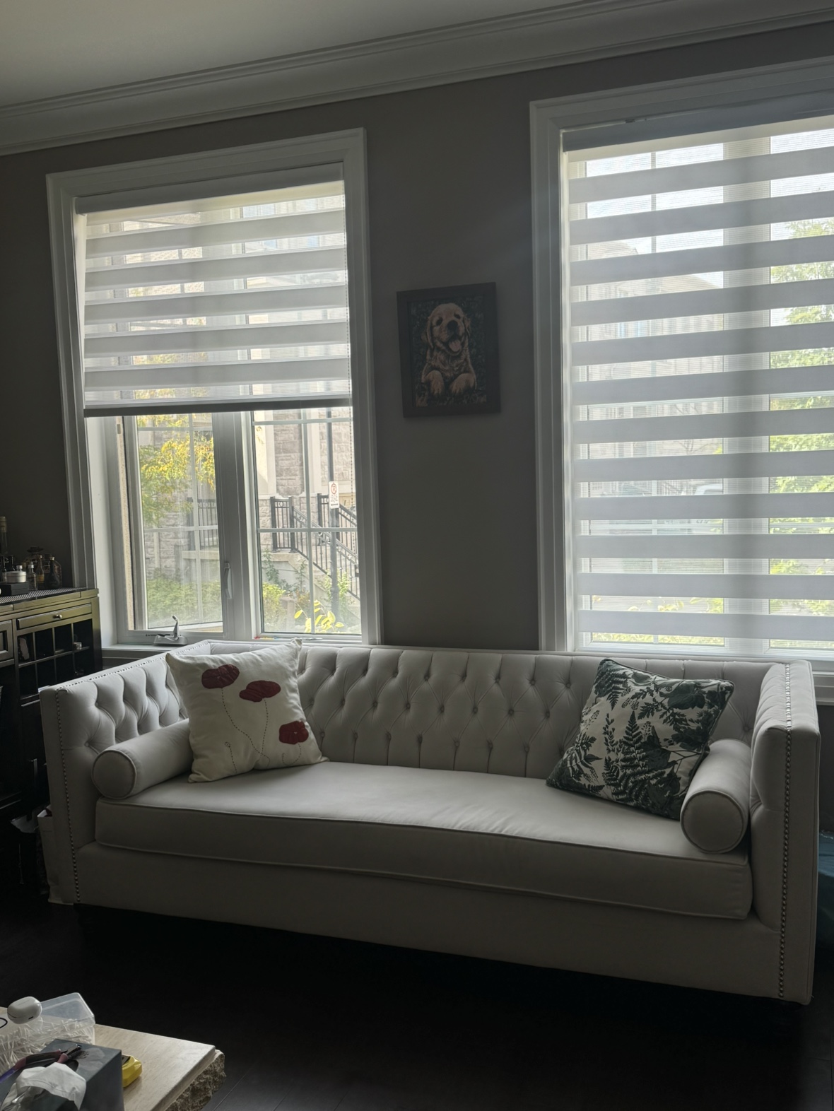 Light gray classic suede sofa - photo 3