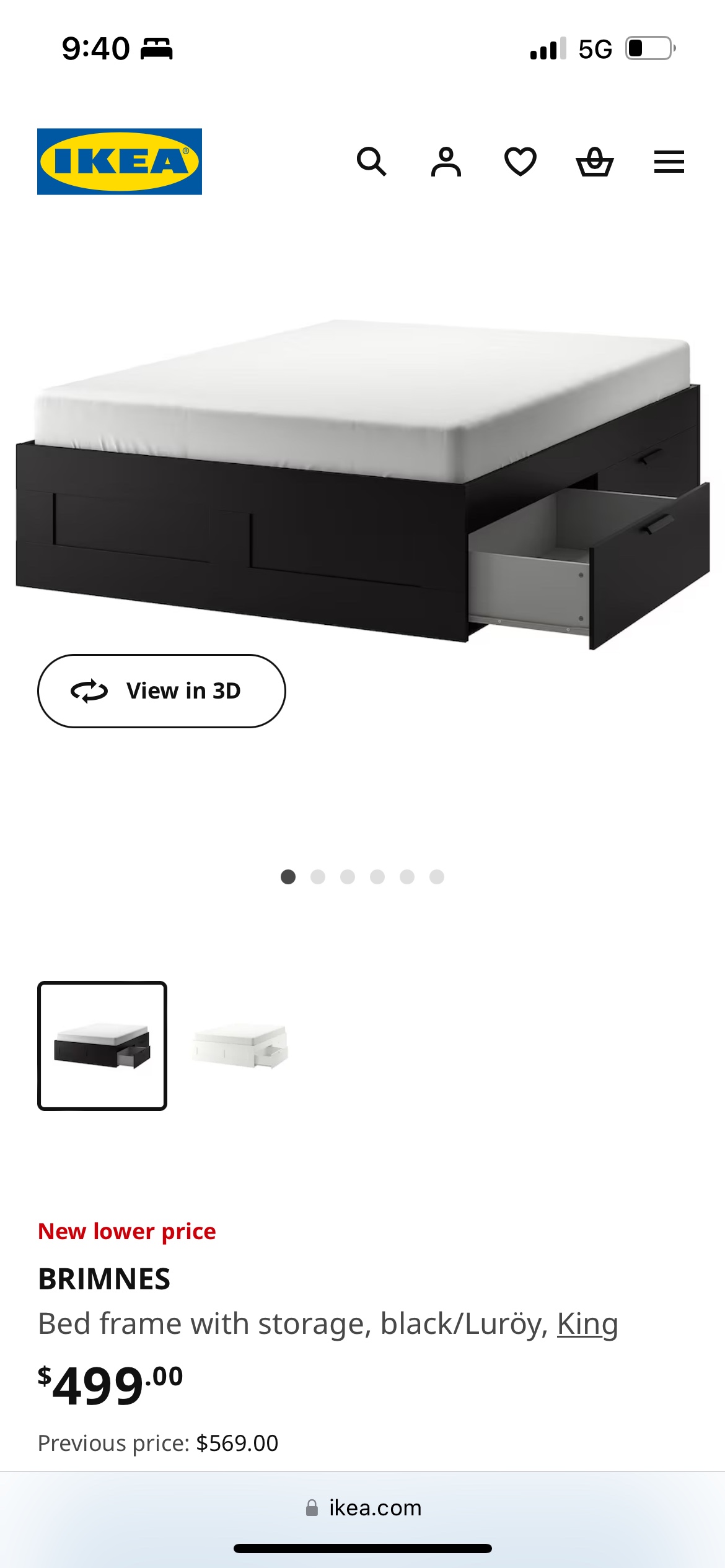 IKEA BRIMNES Bed Frame with Storage - King