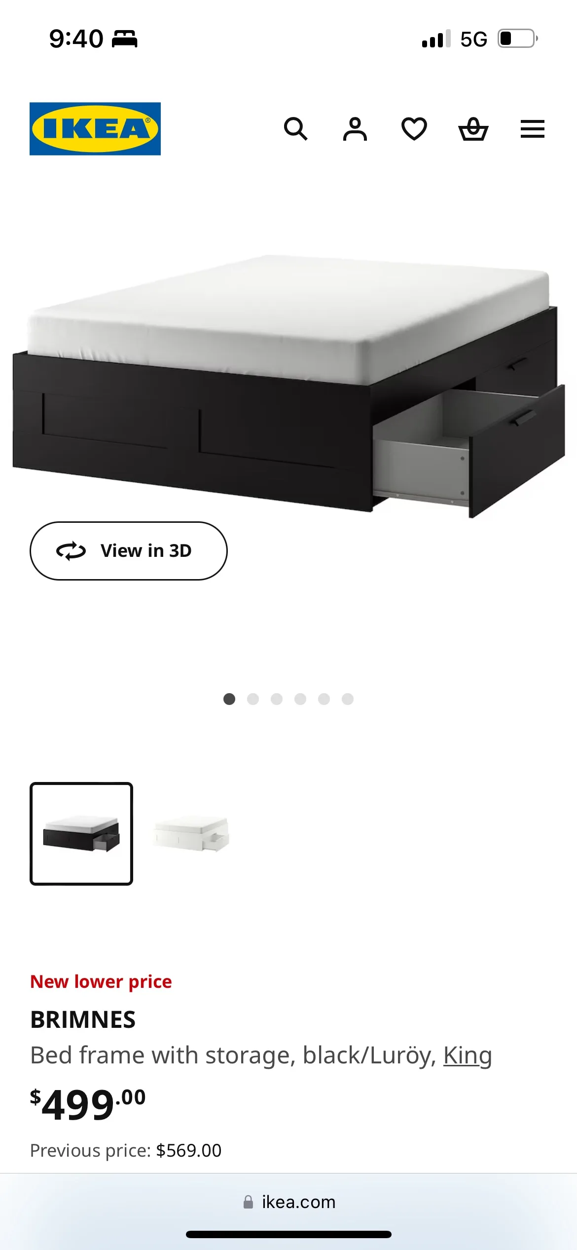 IKEA BRIMNES Bed Frame with Storage - King thumbnail