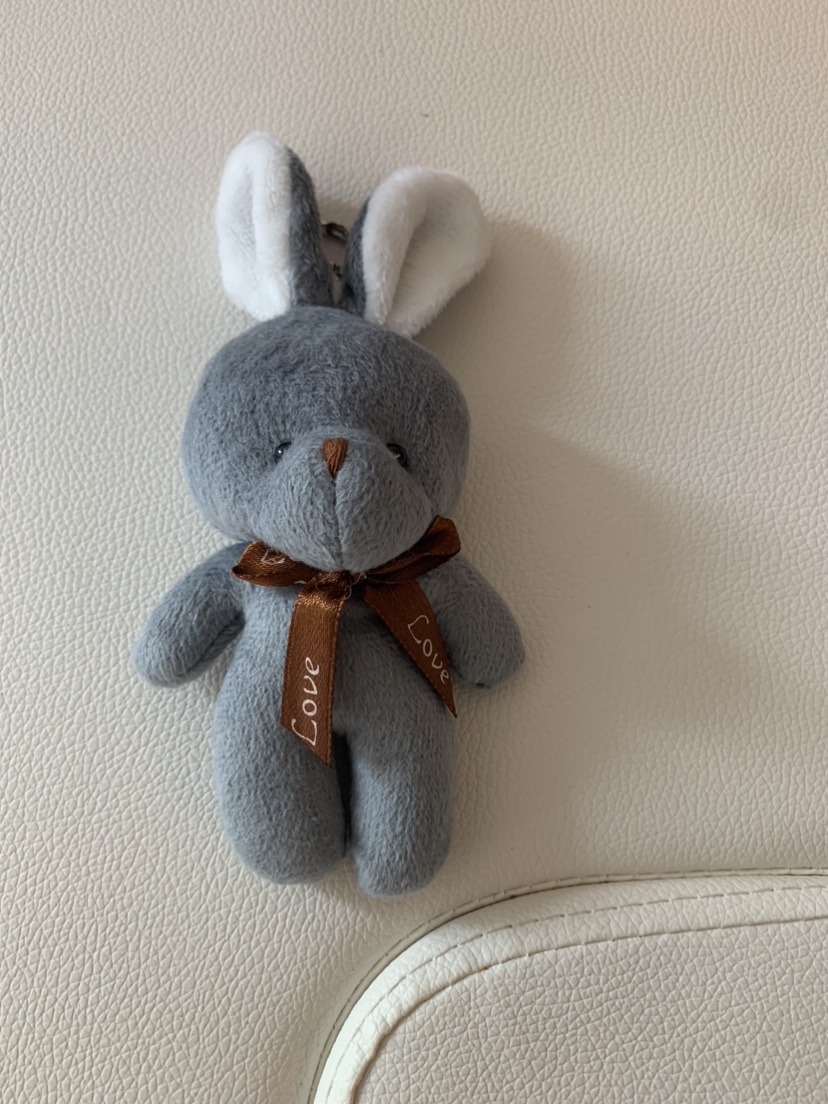 Grey Plush Bunny Keychain
