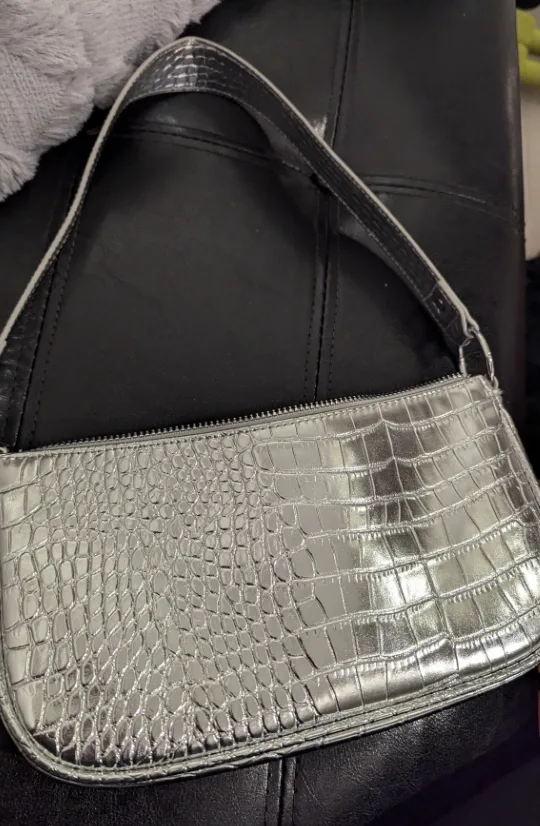Silver Crocodile-Embossed Bag Zara thumbnail