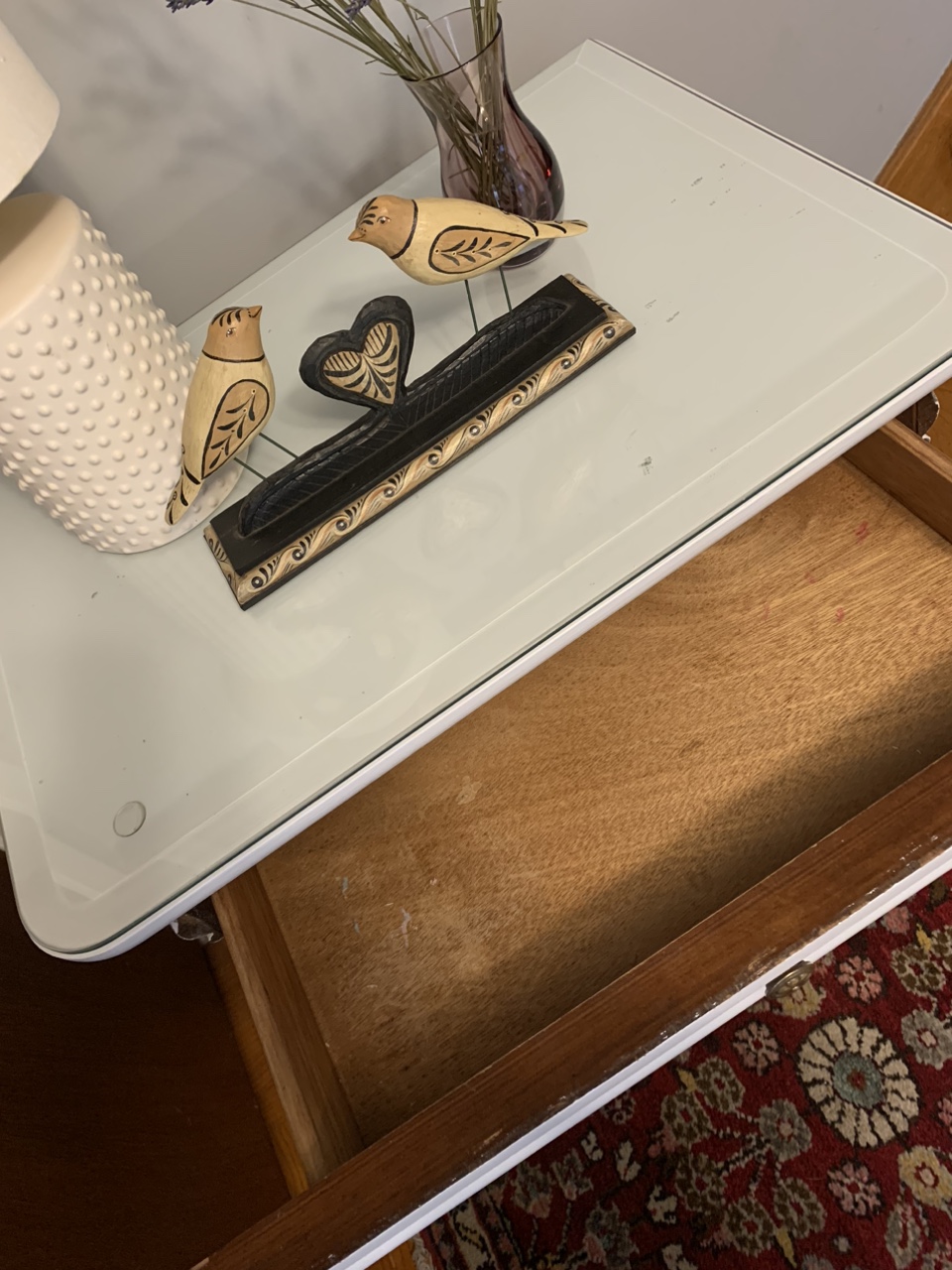 🕊️ Refurbished Nightstand with Glass Top - photo 3