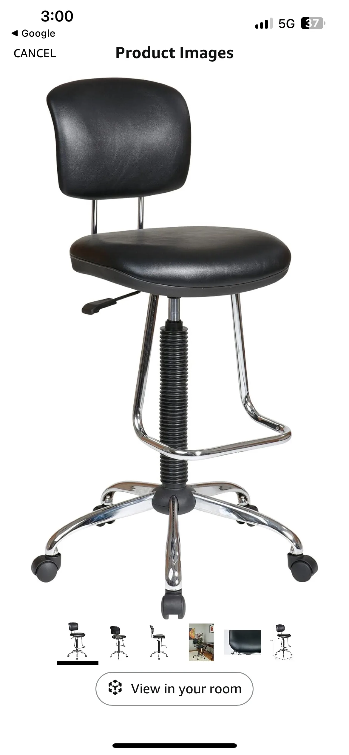 Office Pneumatic Drafting Chair w/Casters thumbnail