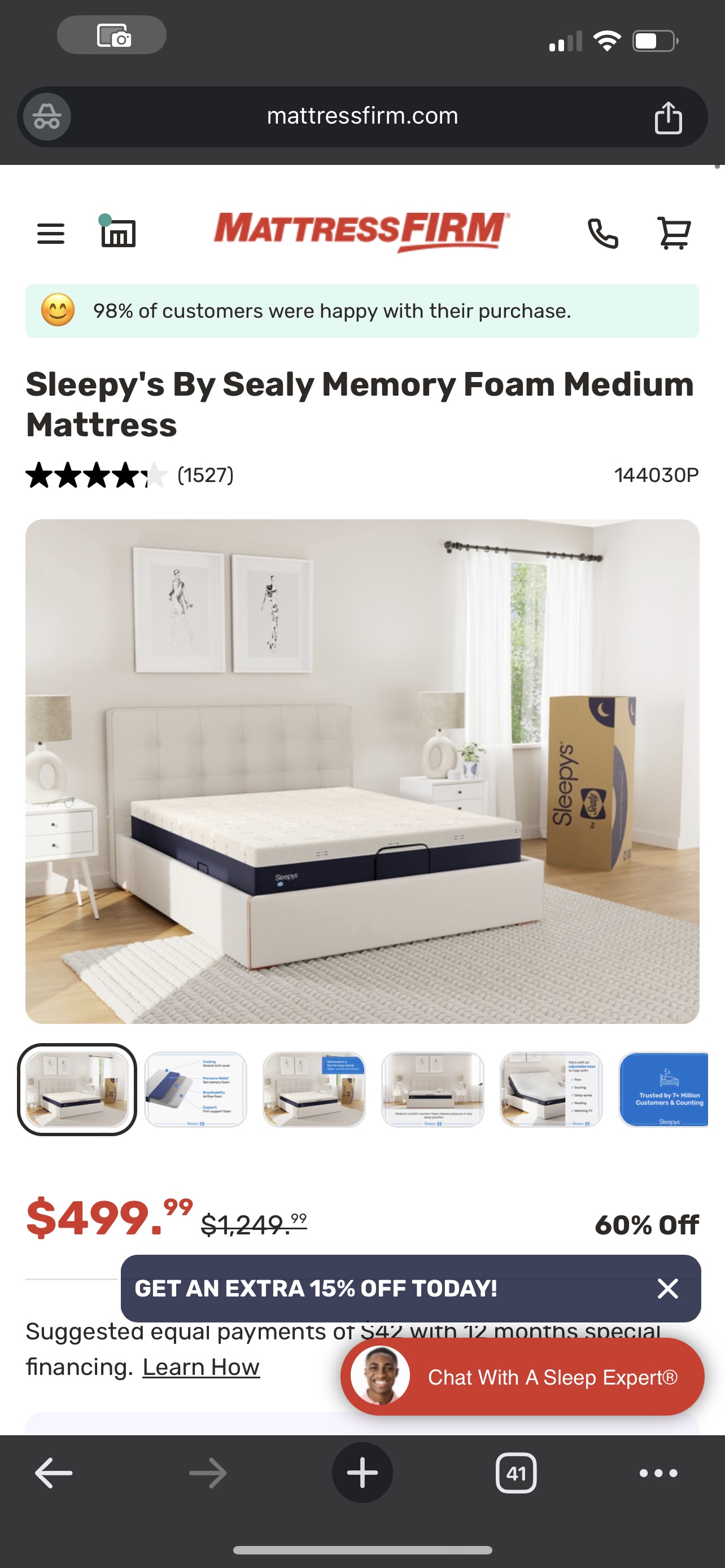 New Sleepy's by Sealy Memory Foam Mattress Full size - photo 2
