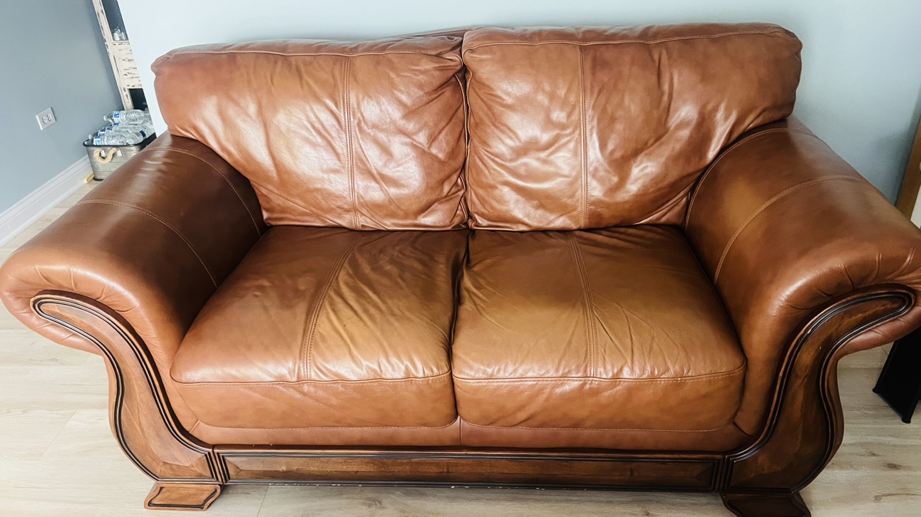 Brown Leather Sofa and Love Seat - photo 2