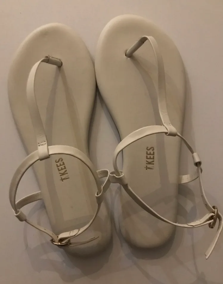 Tkees White Leather Sandals thumbnail