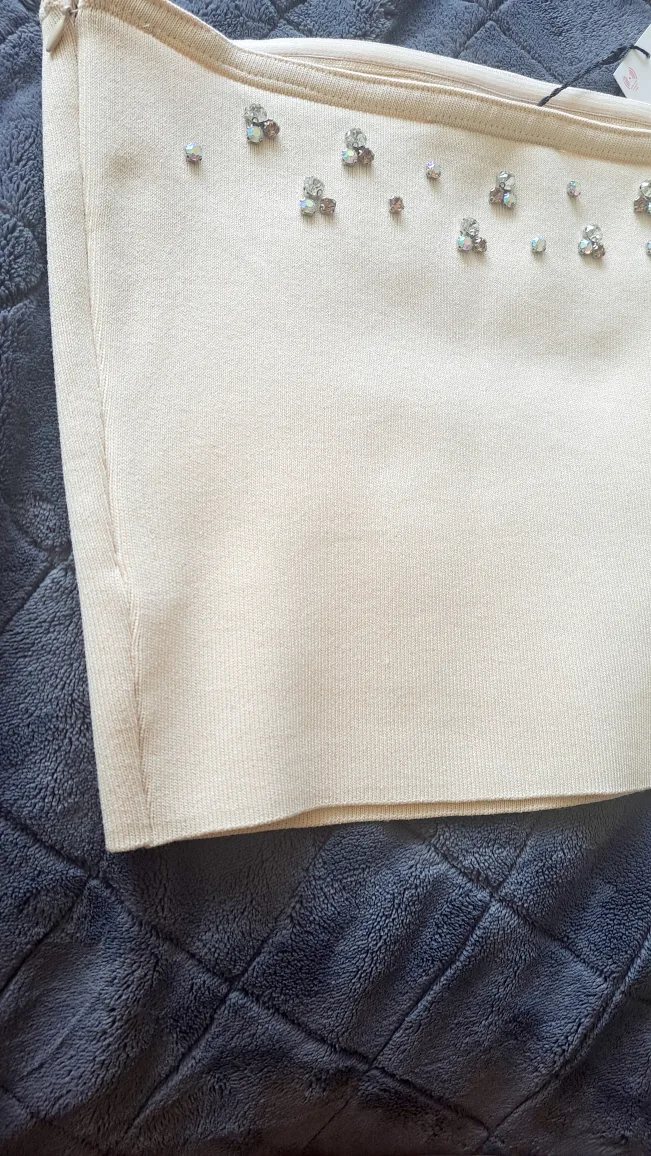 Ladies Zara Tan Tube Top with Bling - Brand New with tags image indicator(2)