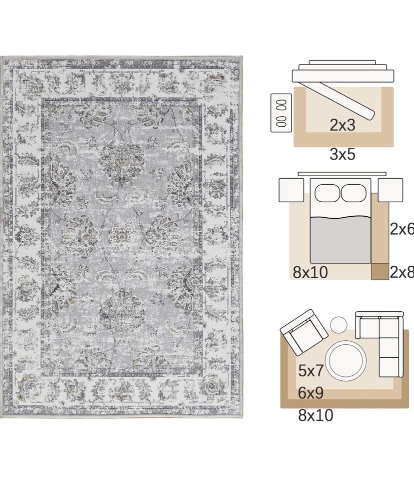 6x9 ft. Gray and White Area Rug - New - photo 2