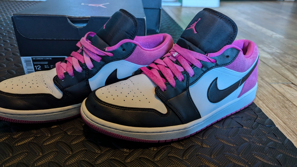 Purple pink and black jordans best sale