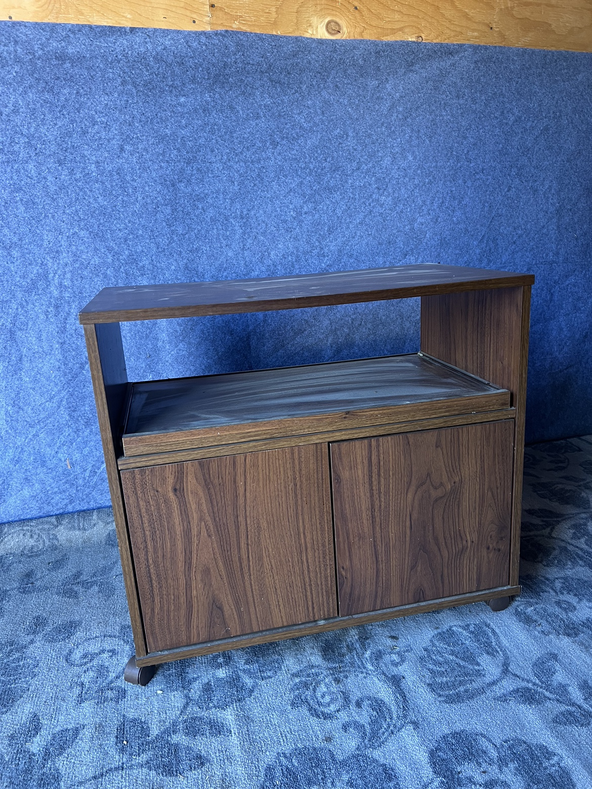 Wooden Cabinet with Doors and Shelf and wheels
