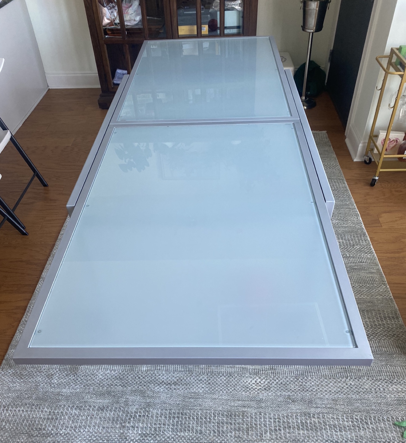 Extendable Glass Dining Table with Metal Frame - photo 3
