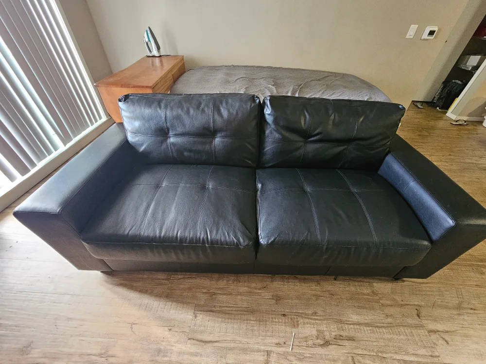 Black Leather Love Seat