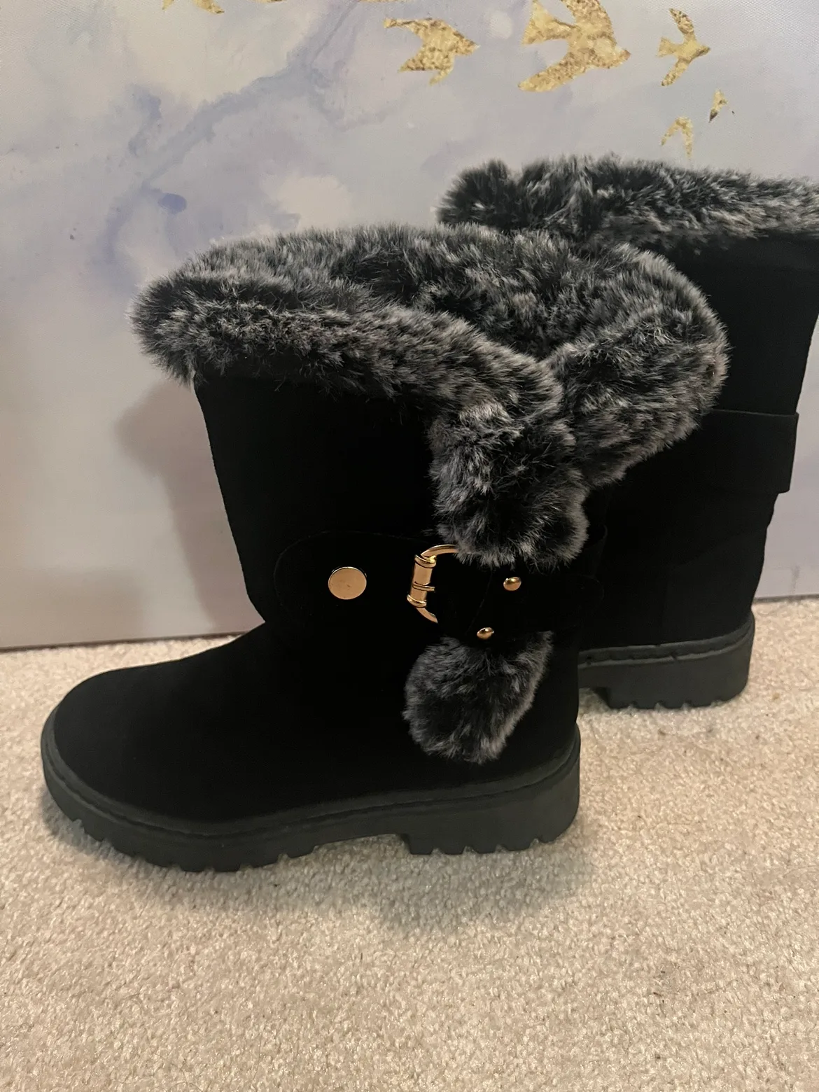 Womens Slip-On Soft Snow Boots, Sz 8, Black image indicator(2)