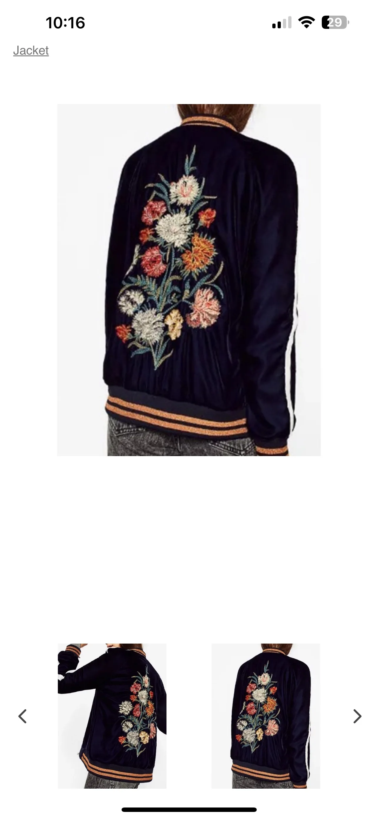 New with tags Zara velvet flower jacket image indicator(10)