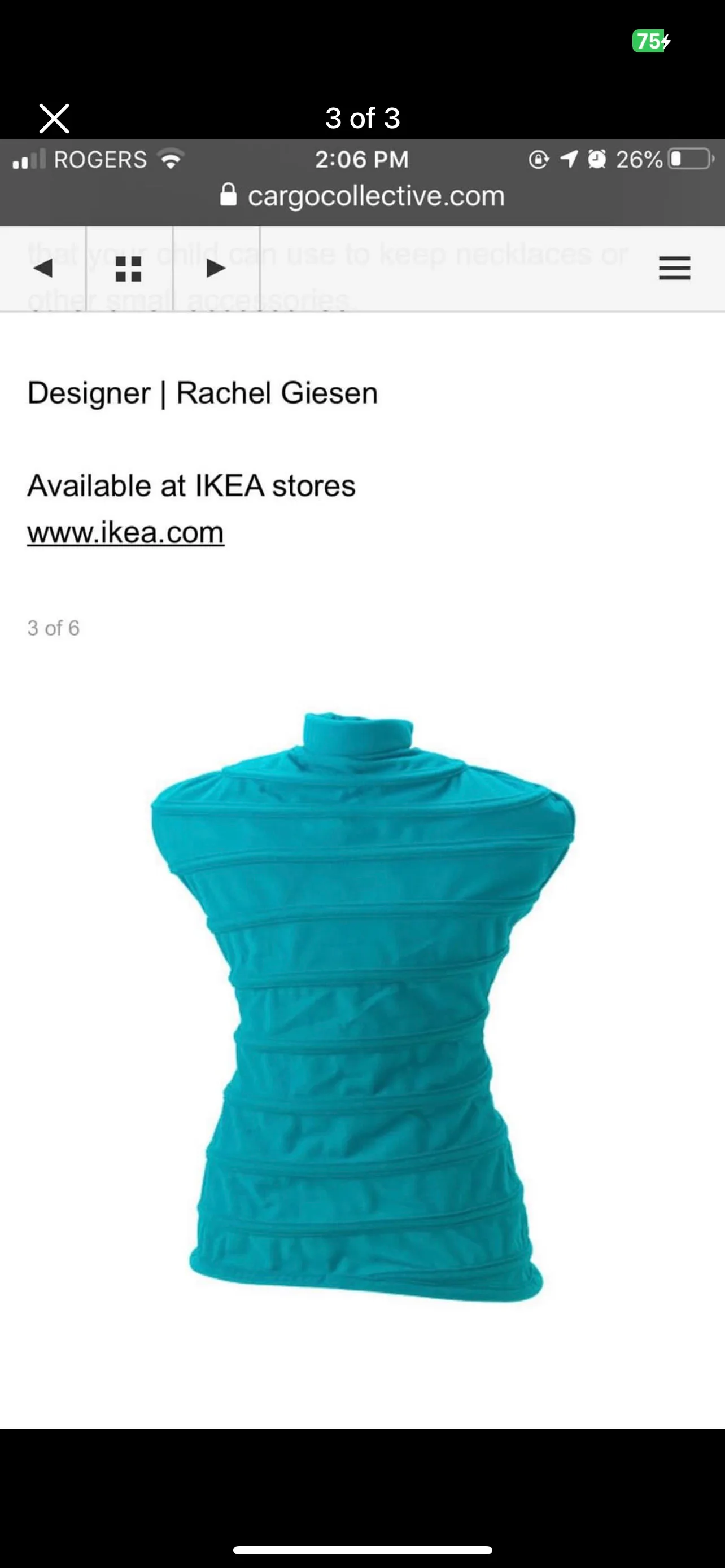 Kids IKEA Näpen Teal Dress Form Display 🧡 image indicator(3)