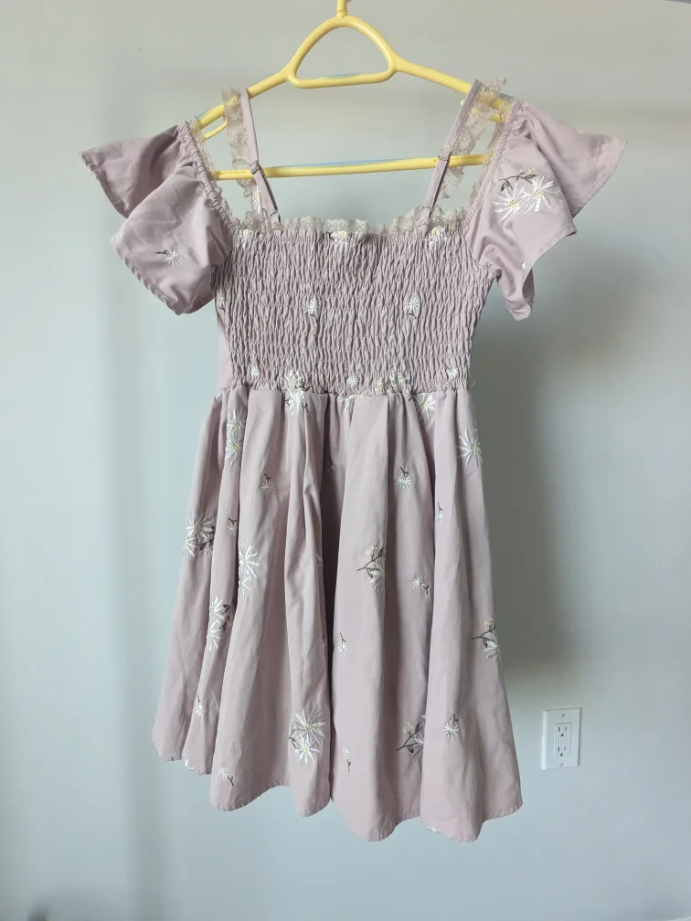 Pink Floral Embroidered Dress image indicator(2)