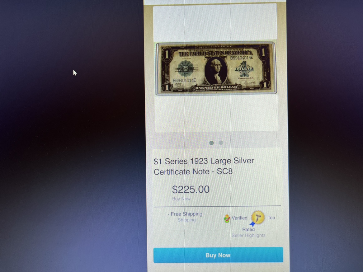 1923 $1 Large Blue Seal Silver Certificate Bill - photo 3