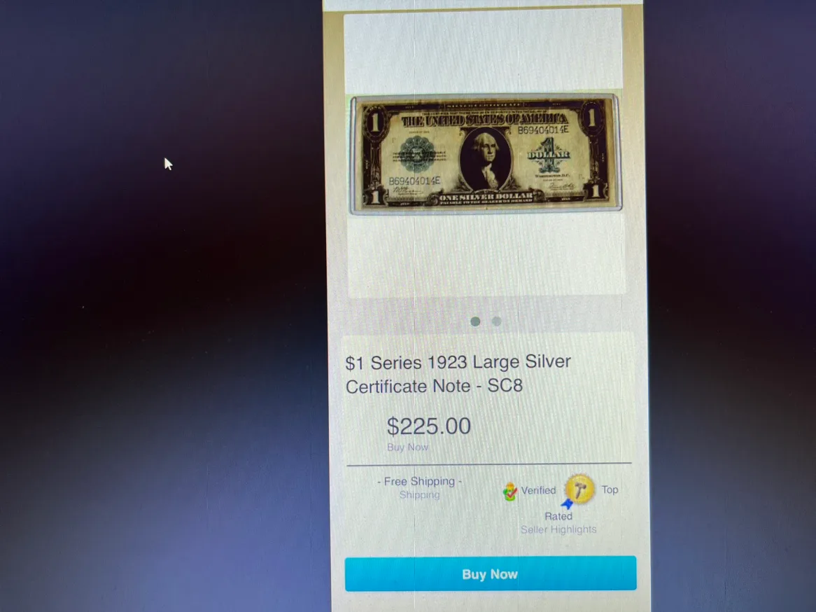 1923 $1 Large Blue Seal Silver Certificate Bill image indicator(3)