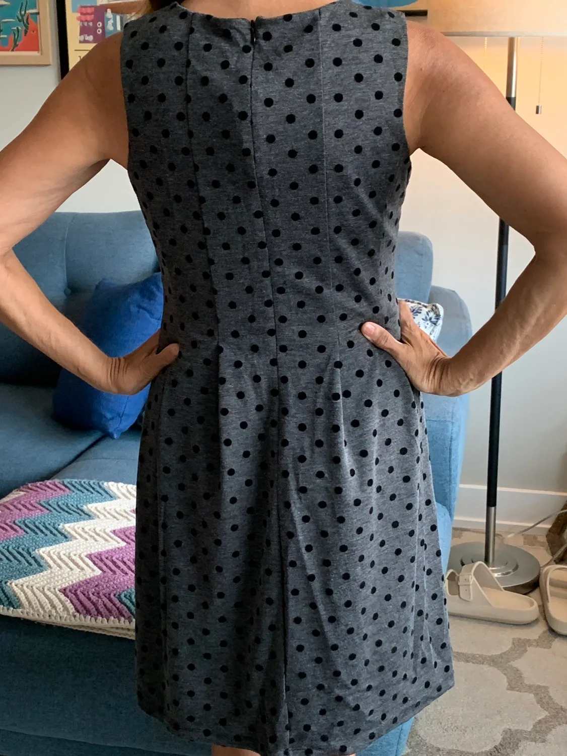 Dark Grey & Black Polka Dot Dress image indicator(4)