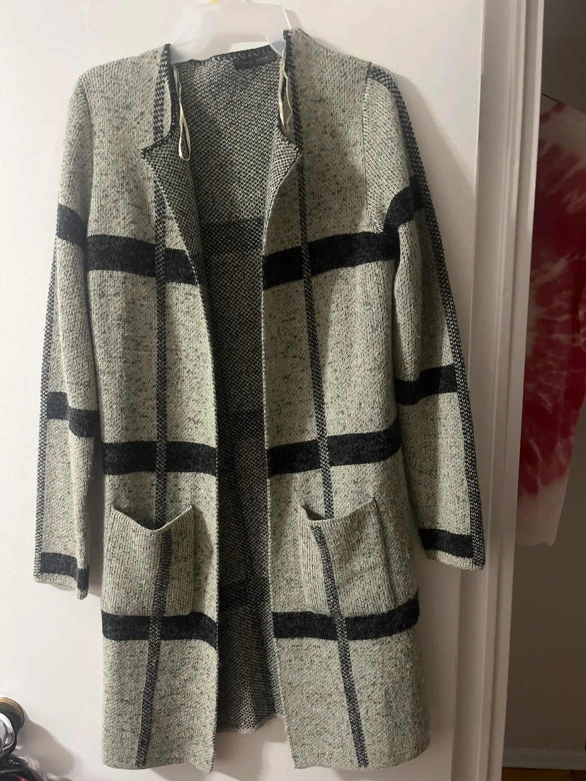 Suzy Shier Grey and Black Cardigan thumbnail