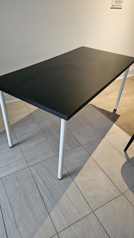 Ikea Black Table with White Legs - photo 2