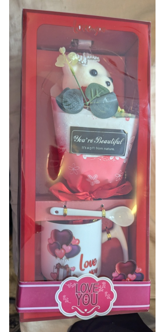 Love You Gift Set Mug, Spoon , Bear and Bouquet 💐 - photo 3