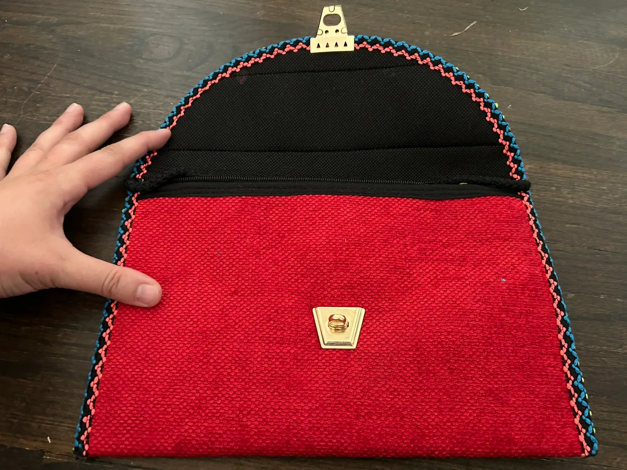 Egyptian Linen Clutch - 19cm x 30cm - Red, Pink, Green, Yellow image indicator(2)