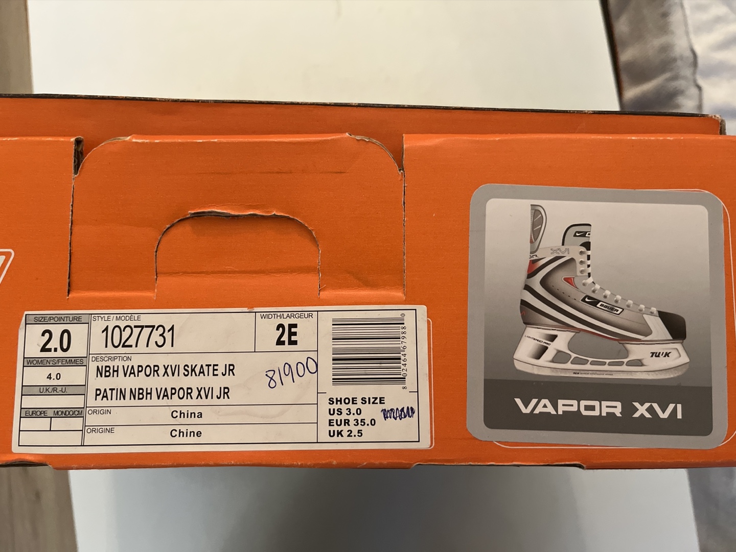 Bauer Vapor XVI Jr Skates Karrot